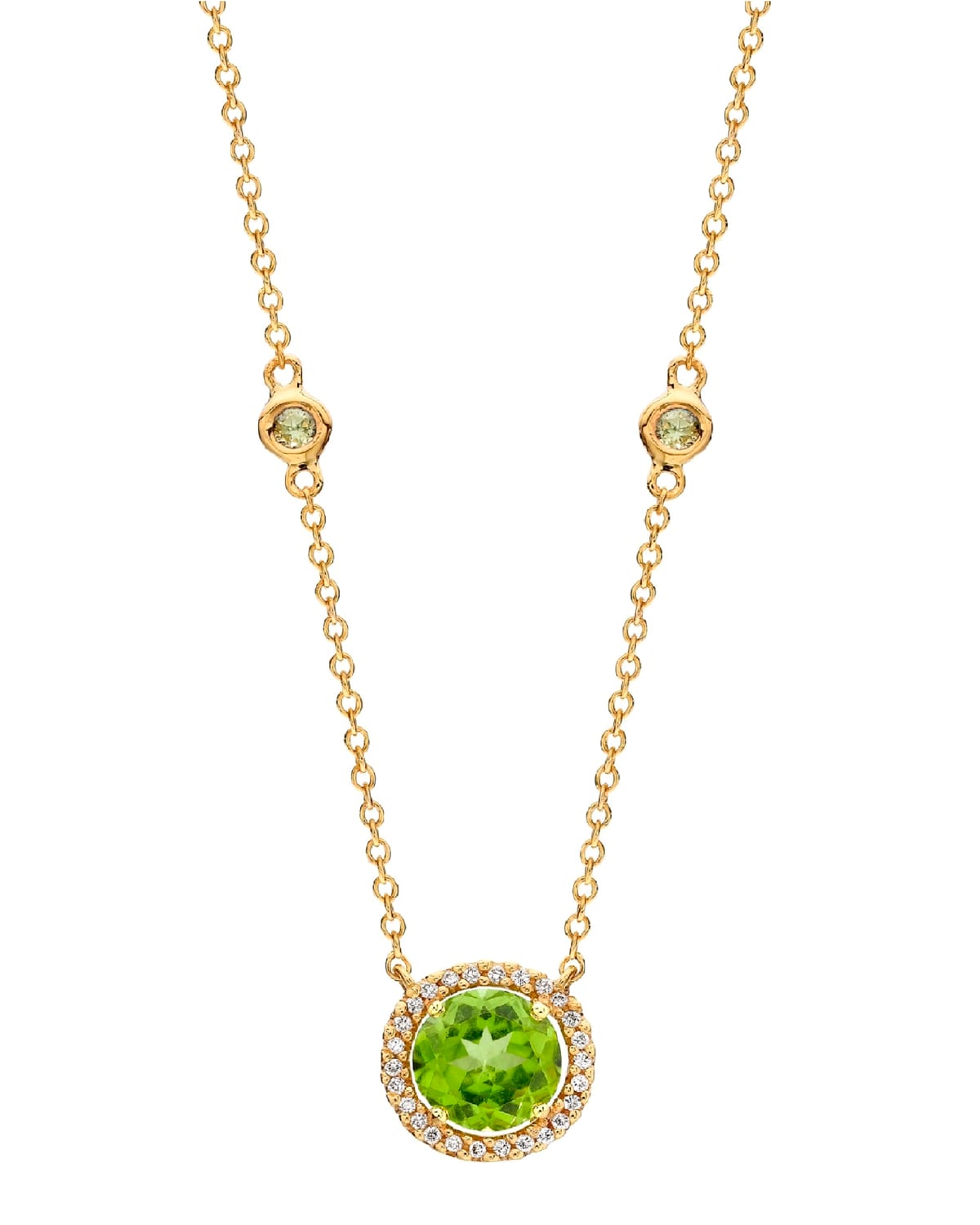 Grace 18k Gold Peridot Diamond Pendant Necklace