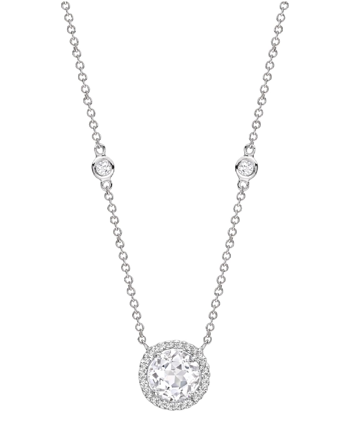Grace 18k White Gold Topaz Diamond Pendant Necklace