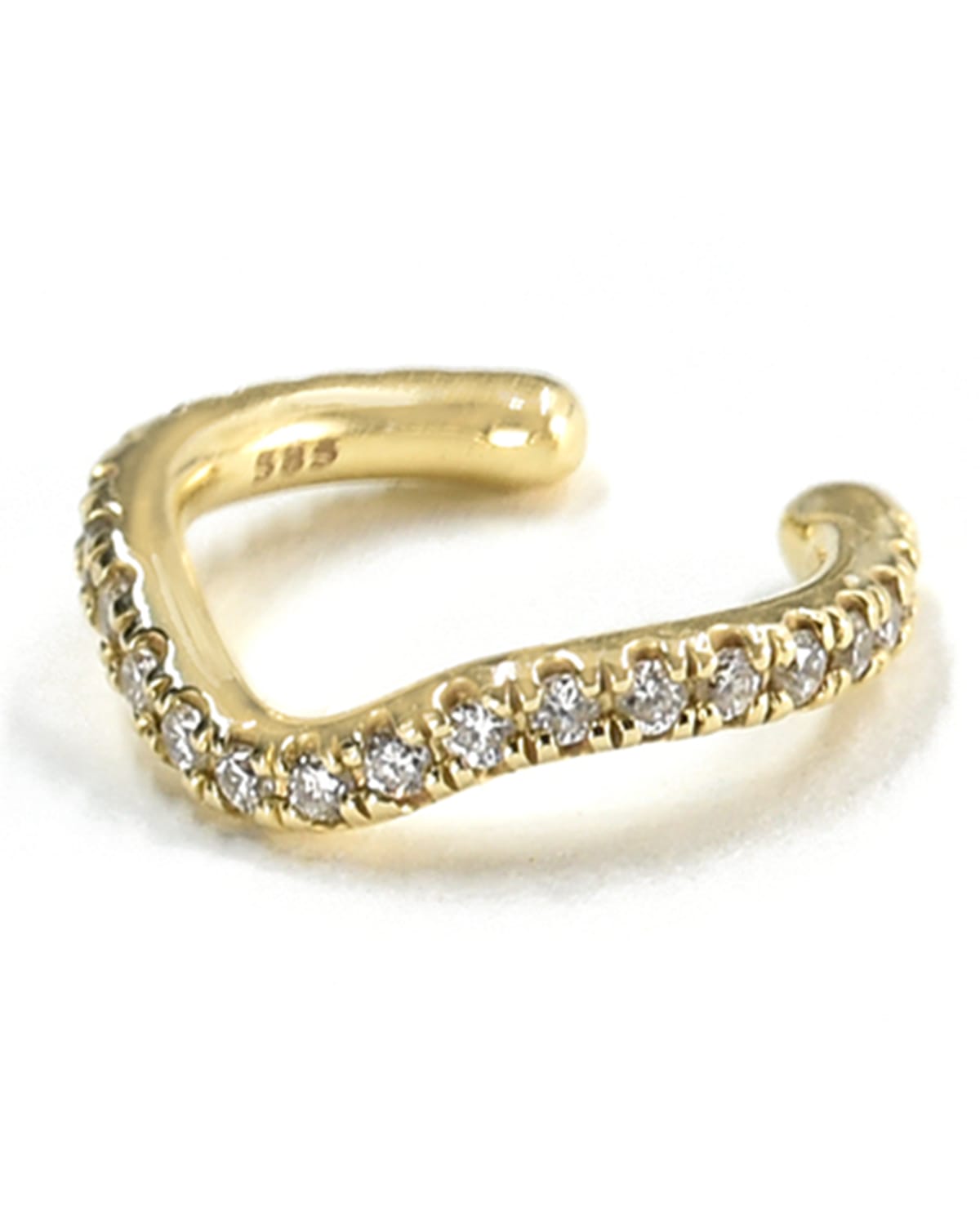 Bondeye Jewelry Wave 14k Gold Diamond Ear Cuff, Single