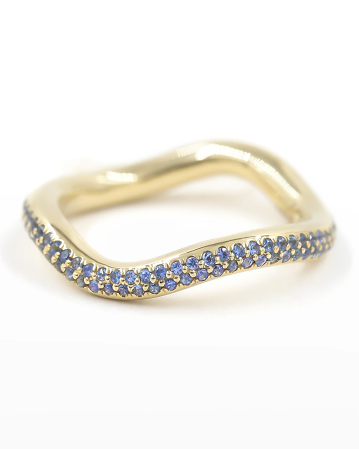 BONDEYE JEWELRY Popie Wave Ring with Pave Blue Sapphires, Size 7