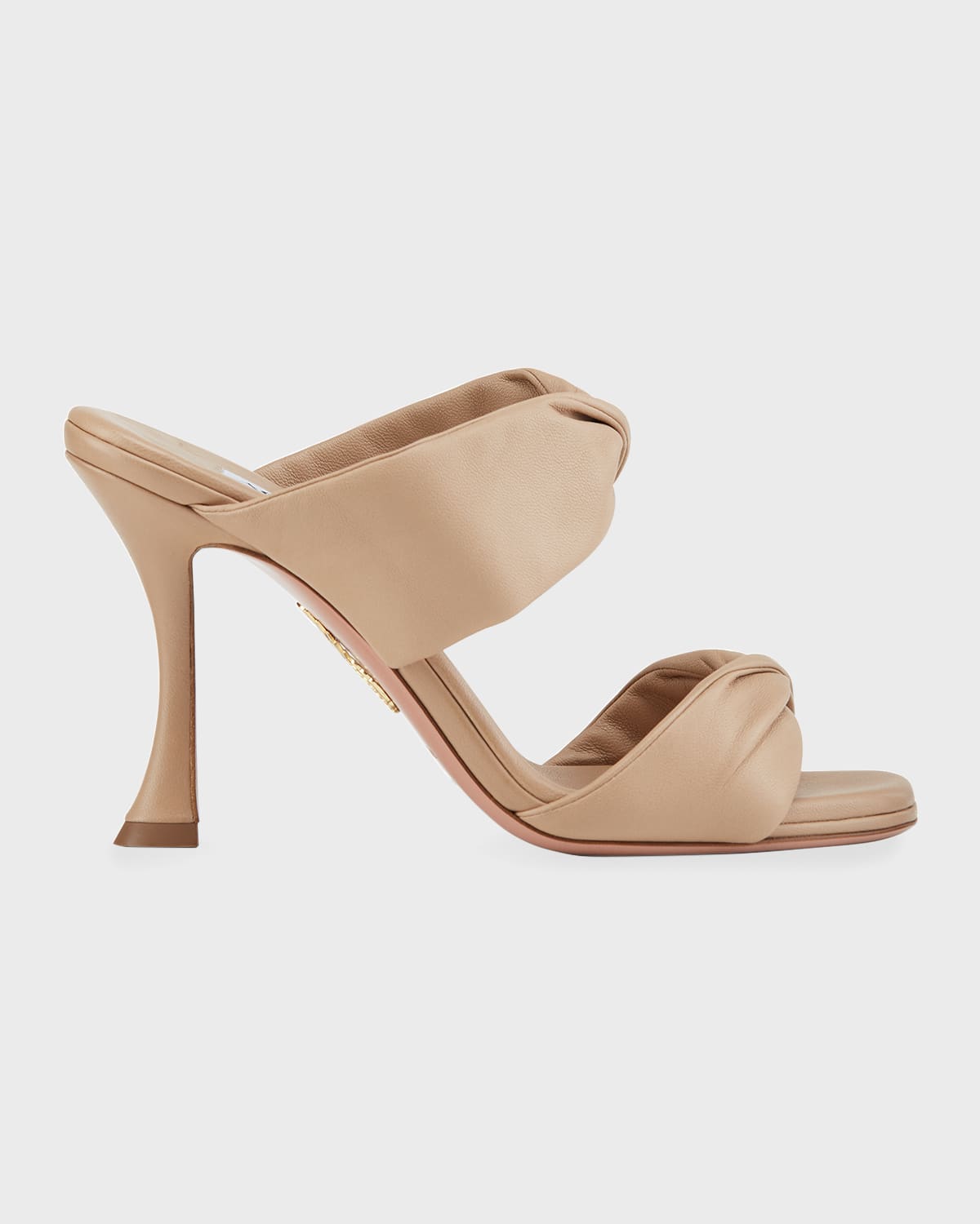 Aquazzura Leather Twist Heel Slide Sandals In Neutral Pattern