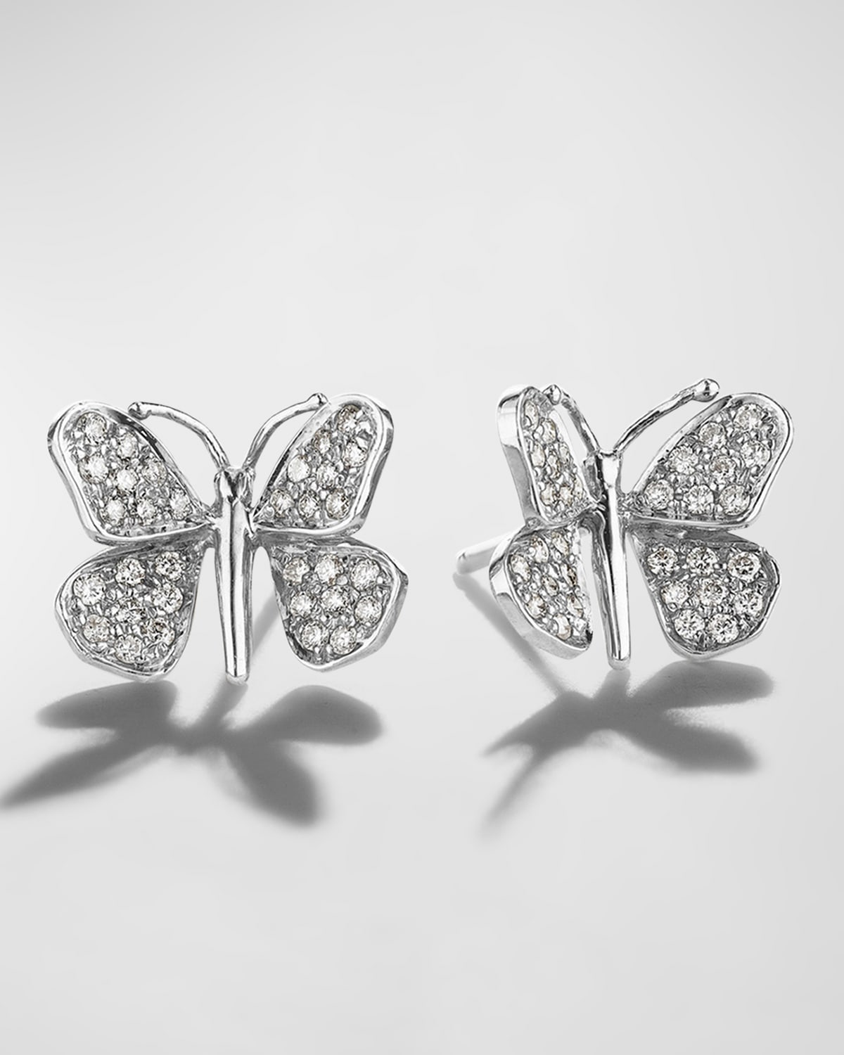 Mimi So Wonderland 18k White Gold Butterfly Stud Earrings with Diamonds