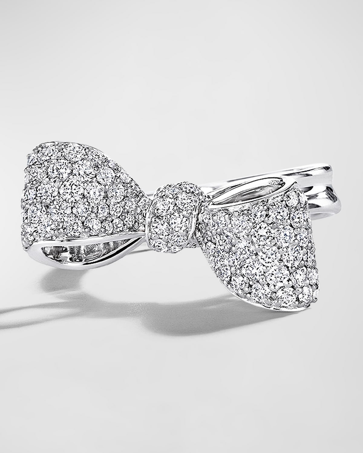 Mimi So Bow 18k White Gold White Diamond Bow Ring, Size 6