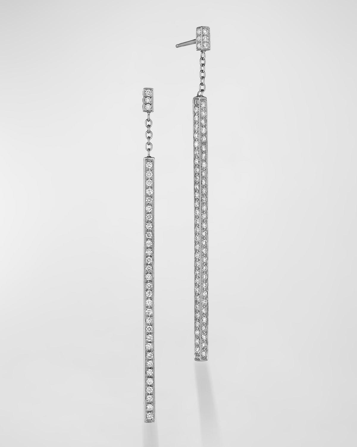 Mimi So 18k White Gold Diamond 3D Stick Earrings