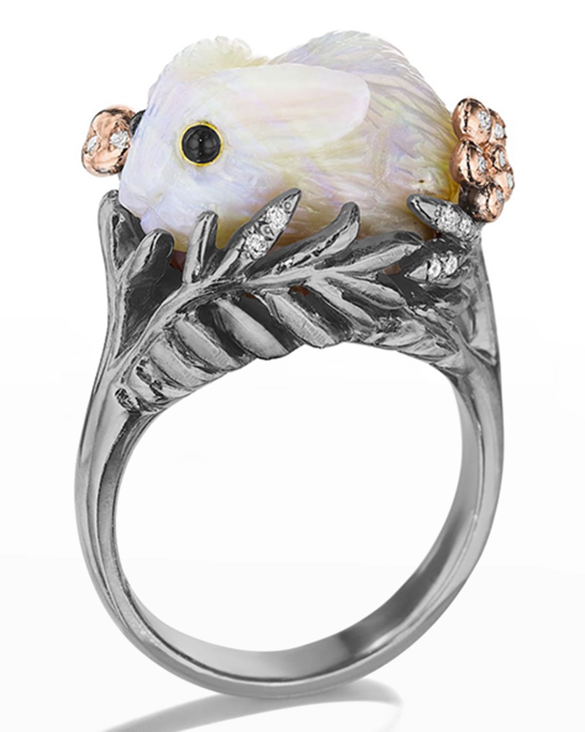 Mimi So White Opal and Diamond Bunny Wonderland Ring, Size 6