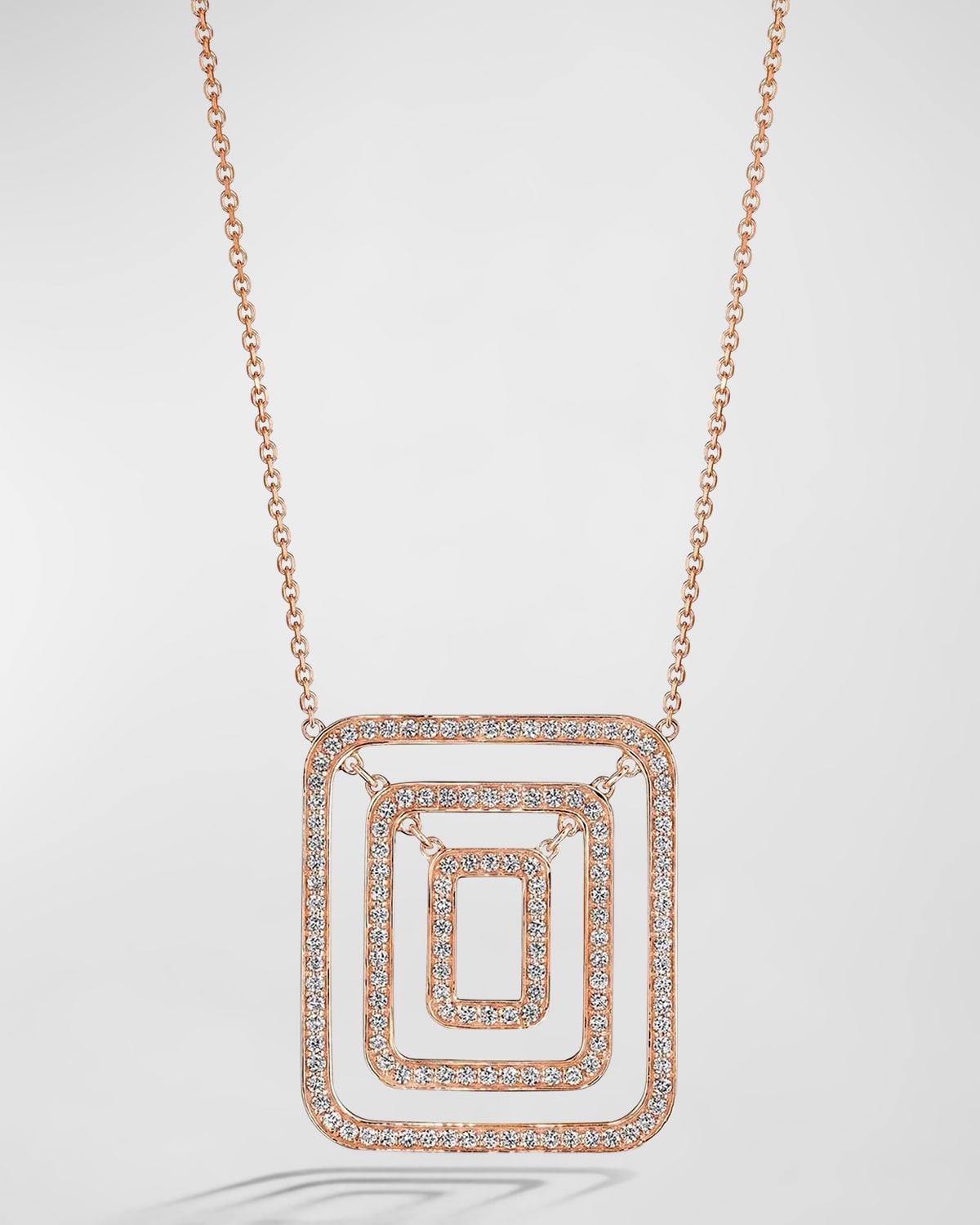 Mimi So Piece 18k Rose Gold Medium Square Swing Diamond Necklace