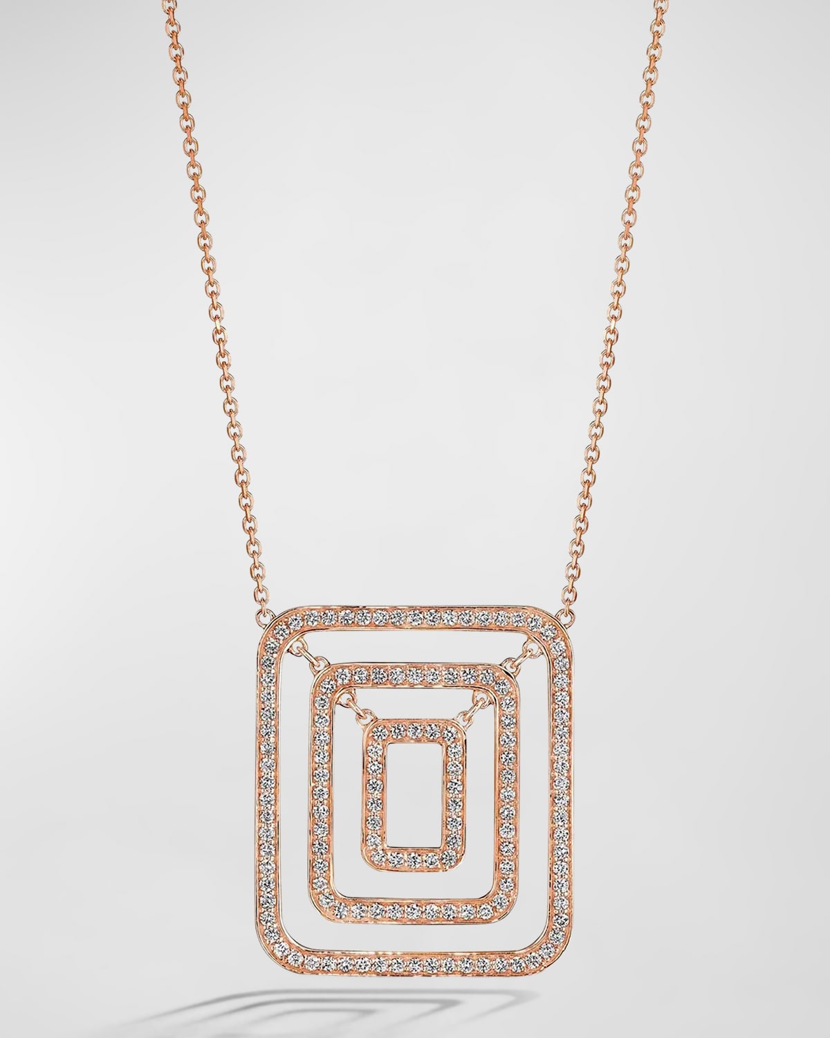 Piece 18k Rose Gold Medium Square Swing Diamond Necklace