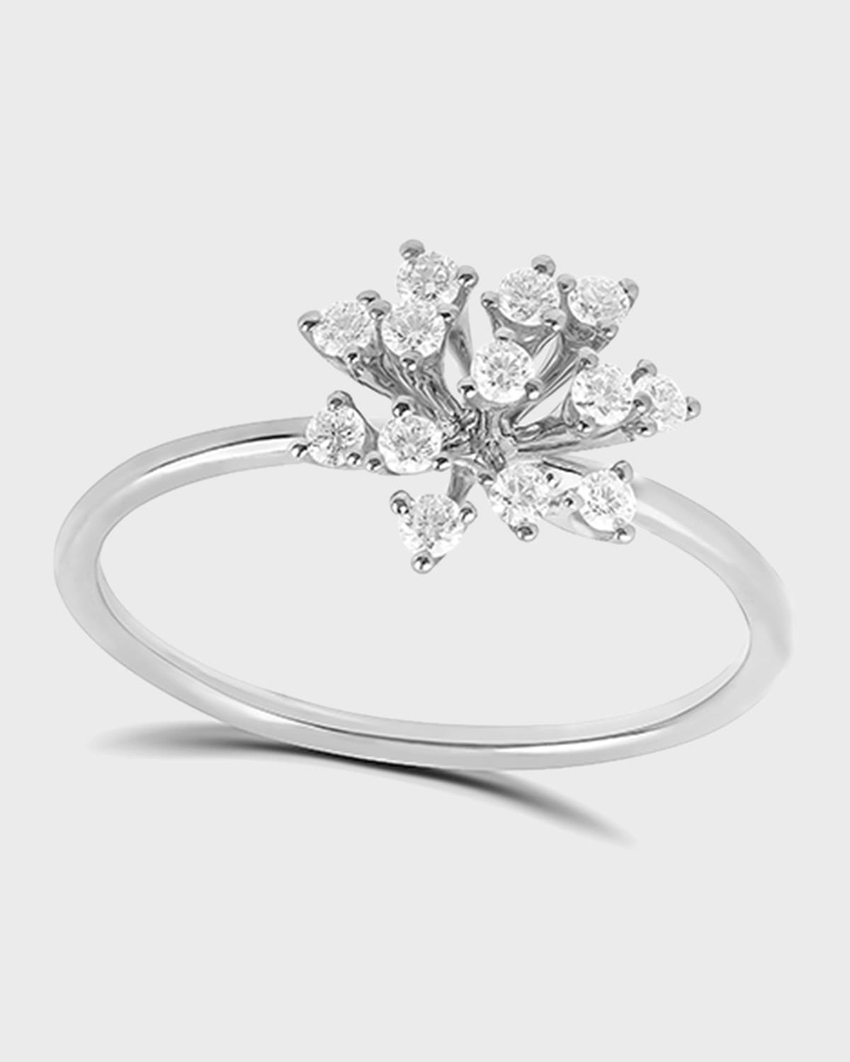 Hueb Luminus 18k White Gold Diamond Small Stemmed Ring, Size 6-7