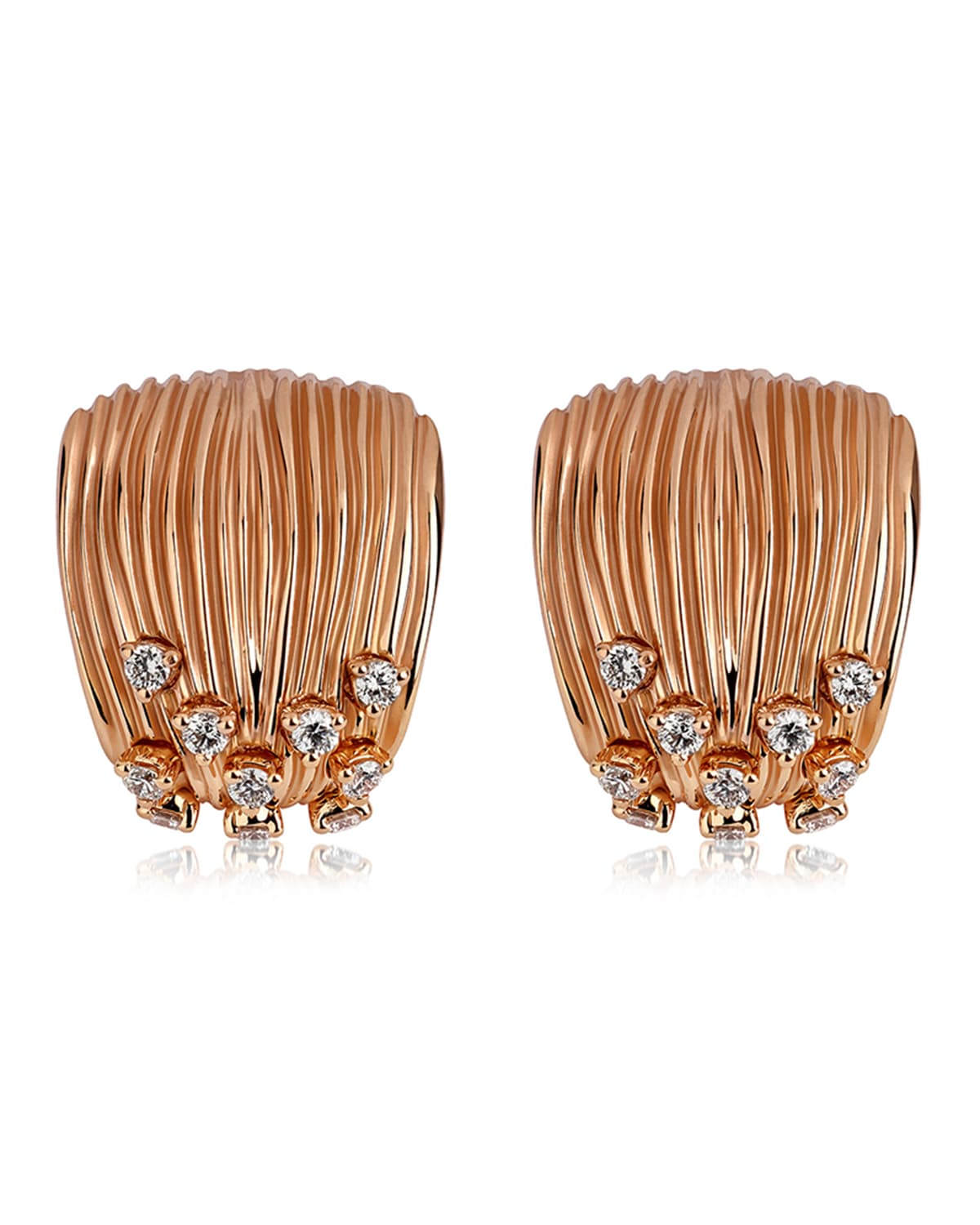 Hueb Bahia 18k Pink Gold Diamond Huggie Earrings