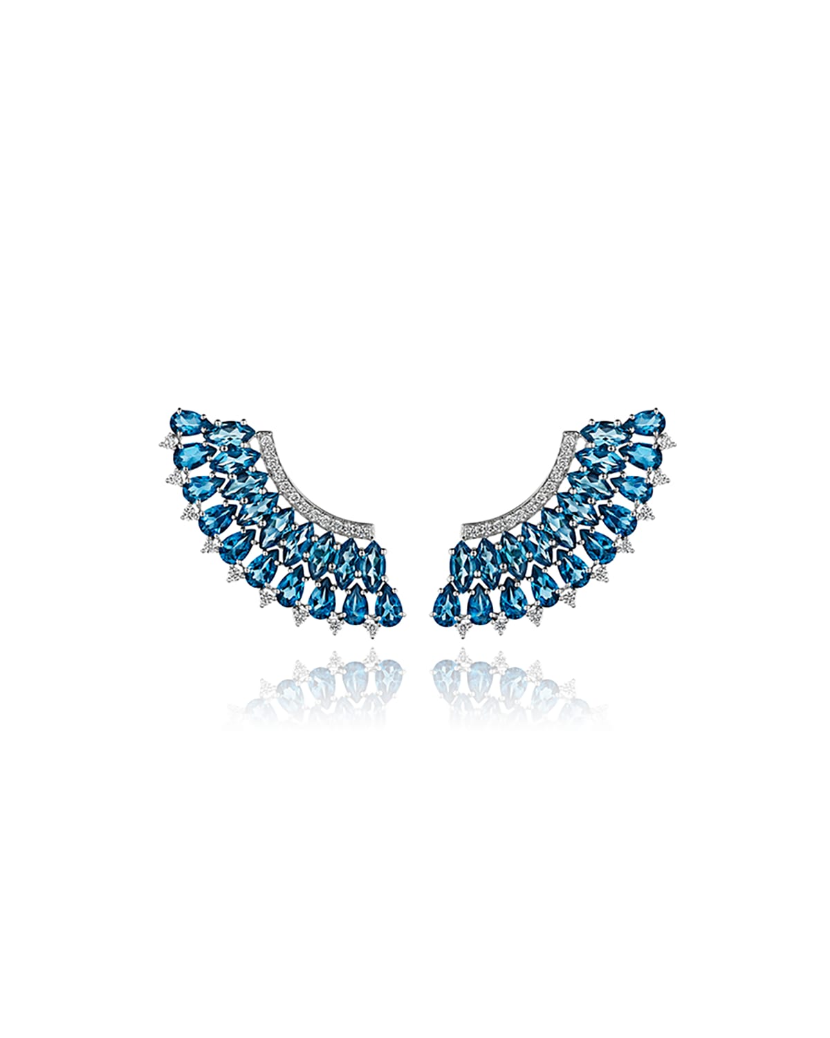 Hueb Mirage 18k White Gold Blue Topaz And Diamond Pave Earrings