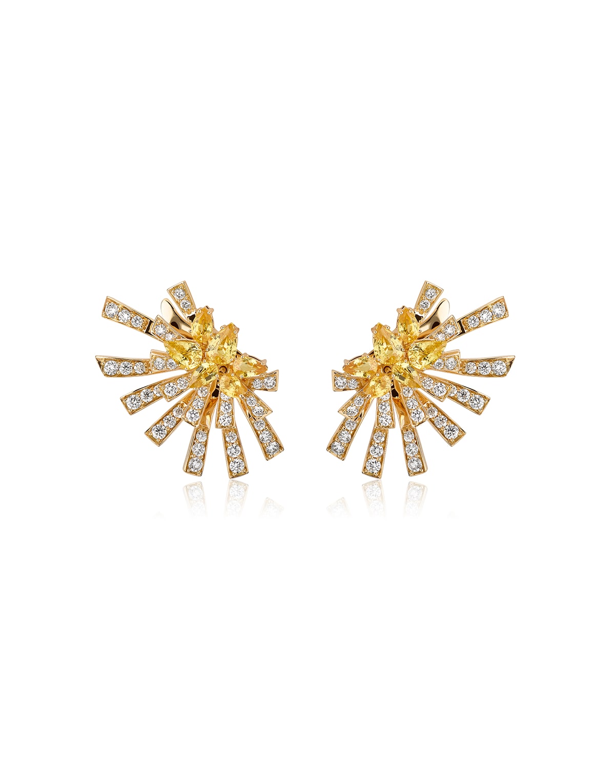 Hueb Mirage 18k Yellow Gold Yellow Sapphire And Diamond Cluster Earrings