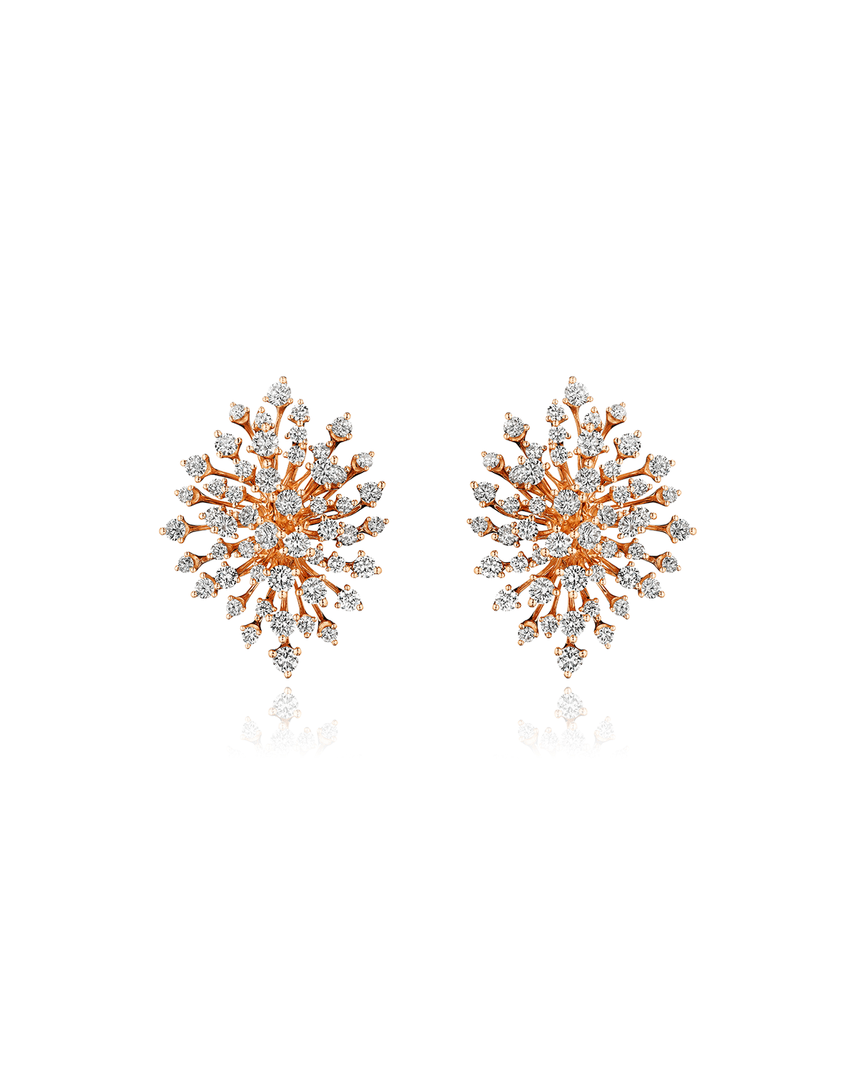 Hueb Luminus 18k Pink Gold Multi-diamond Burst Earrings