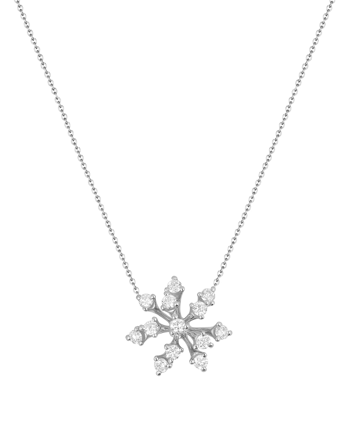 Hueb Luminus 18k White Gold Diamond Stemmed Pendant Necklace