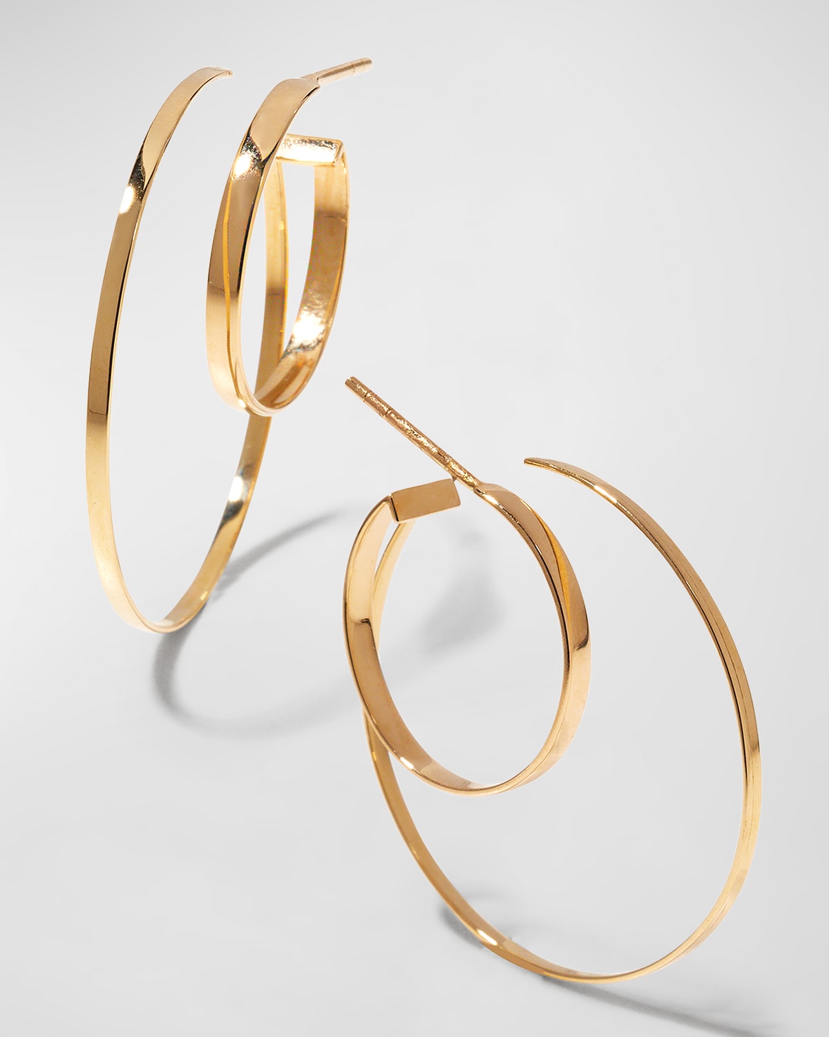 LANA JEWELRY Connecting Large Flat Gold Double-Hoop Earrings