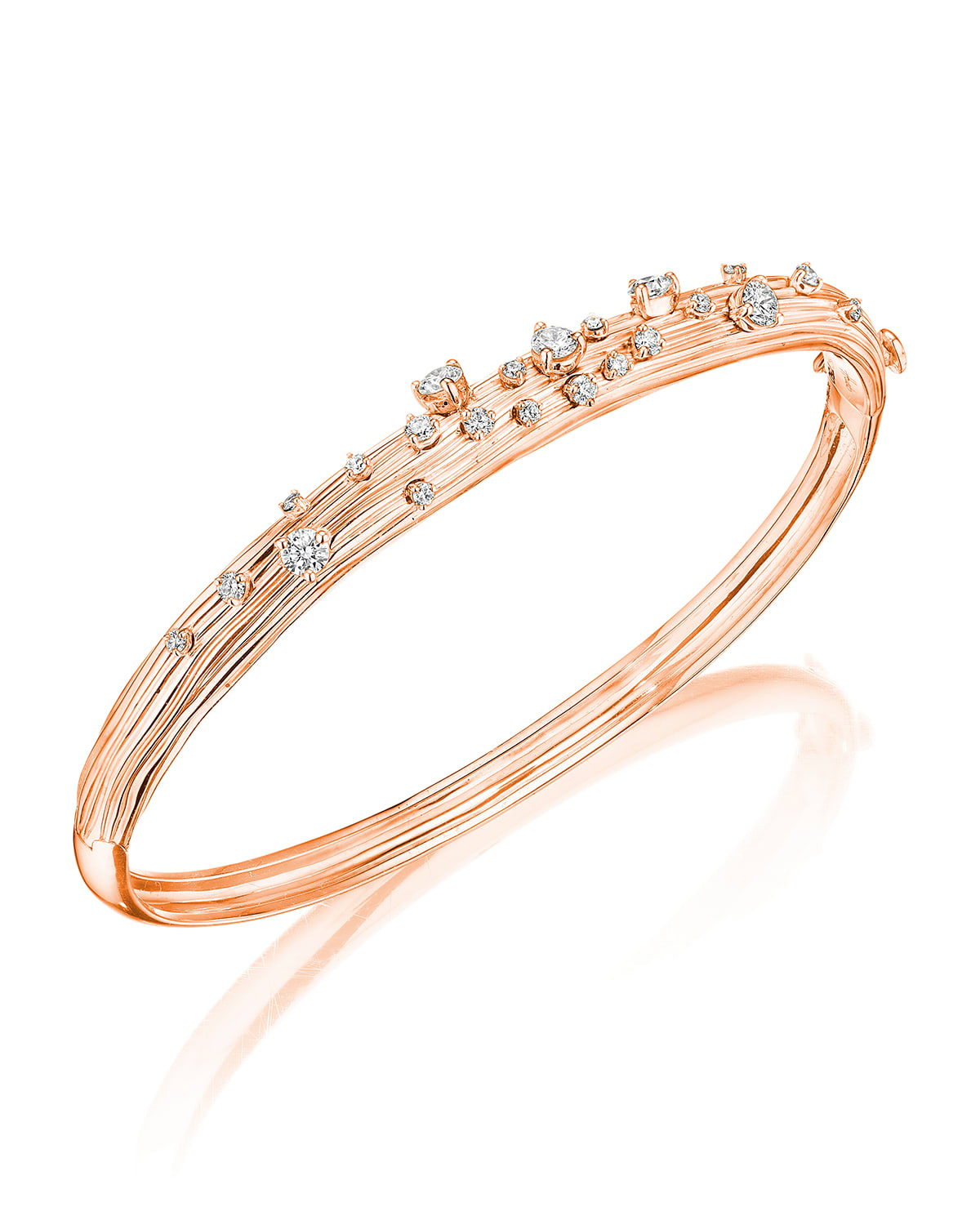 Bahia 18k Pink Gold Diamond Bangle Bracelet