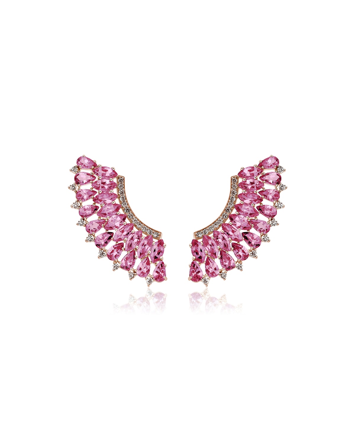 Hueb Mirage 18k Pink Gold Pink Sapphire And Diamond Pave Earrings