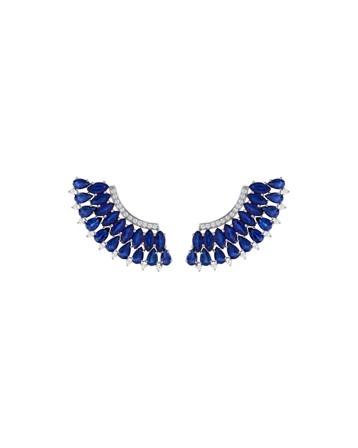 Mirage 18k White Gold Blue Sapphire and Diamond Pave Earrings