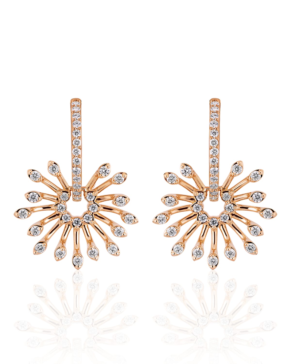 Hueb Luminus 18k Pink Gold Stemmed Diamond Drop Earrings