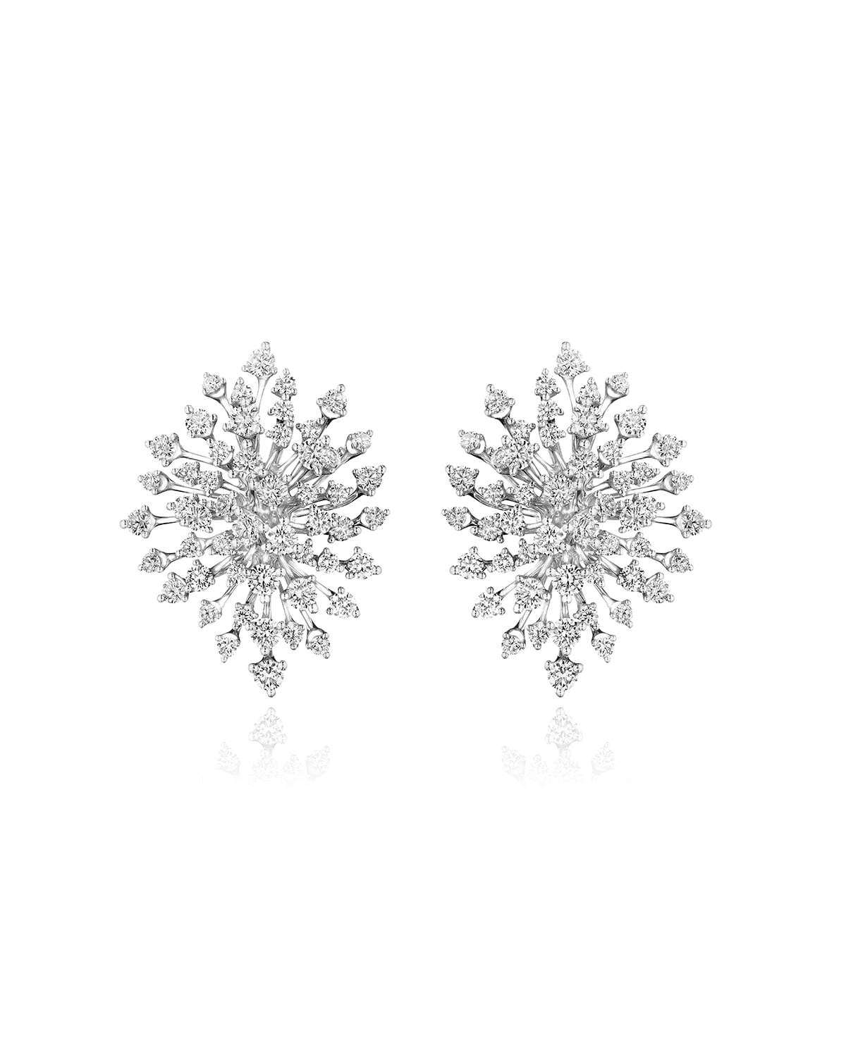 Hueb Luminus 18k White Gold Multi-diamond Burst Earrings