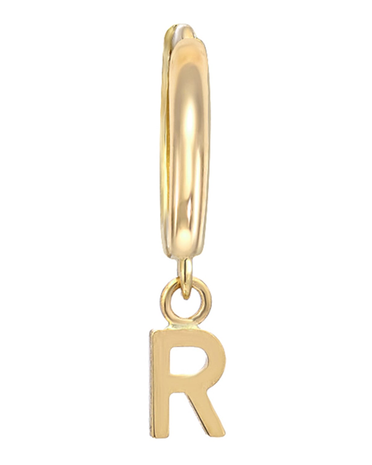 Zoe Lev Jewelry 14k Gold Mini Huggie Initial Earring, Single