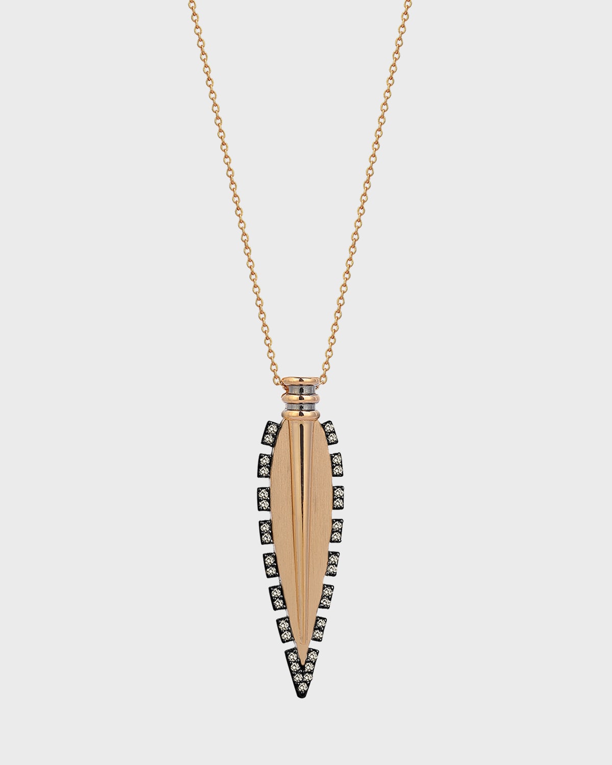 Kismet by Milka 14k Rose Gold Knurled-Edge Blade Necklace in Champagne Diamonds