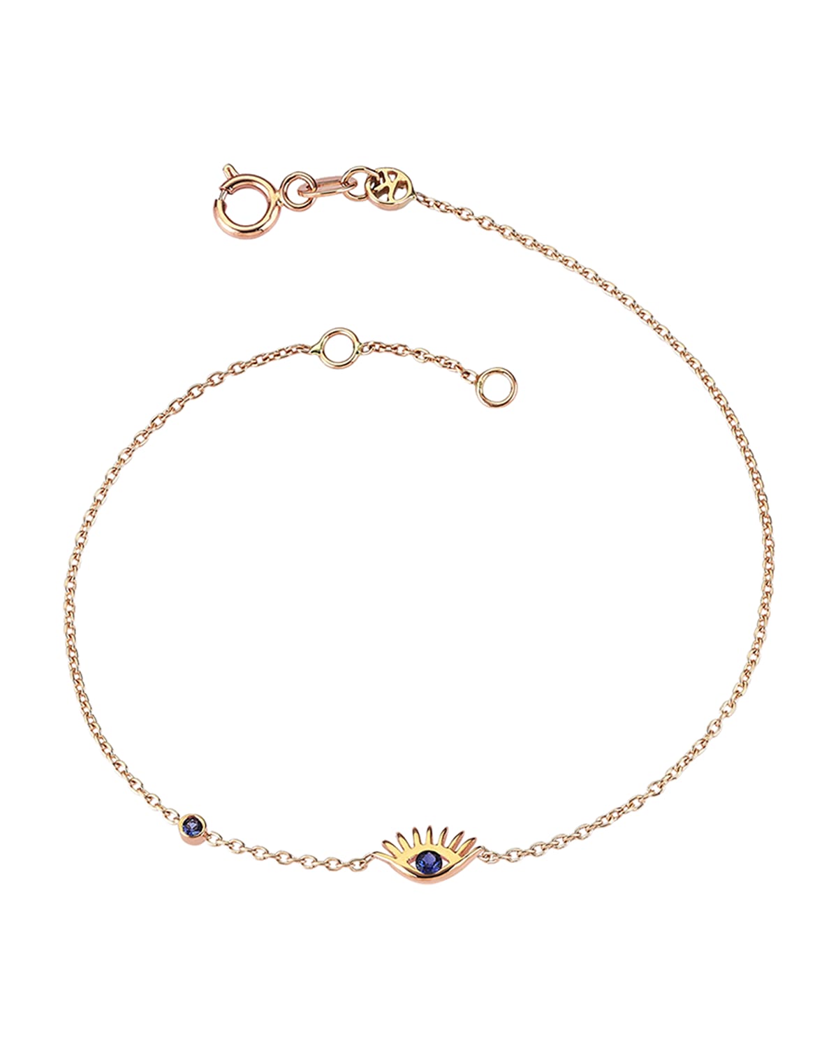 Kismet by Milka 14k Rose Gold Evil Eye Solitaire Sapphire Bracelet