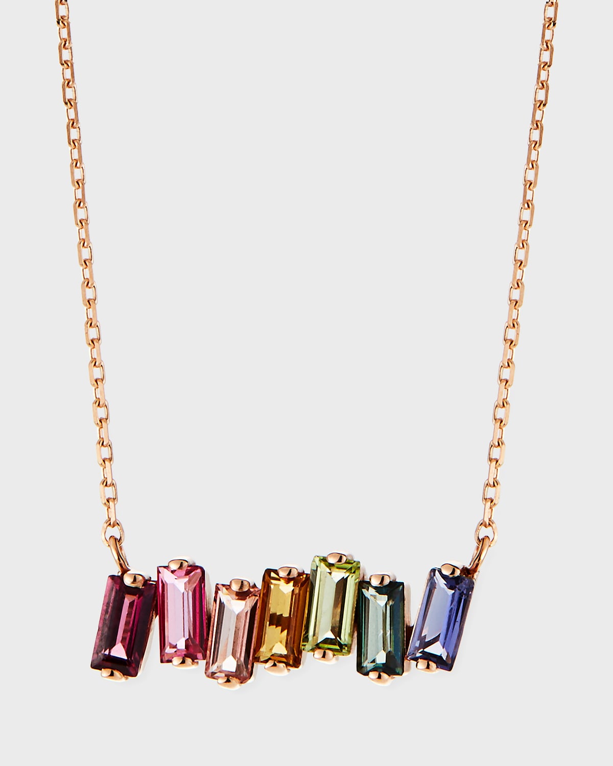 14K Rose Gold Rainbow Bar Necklace