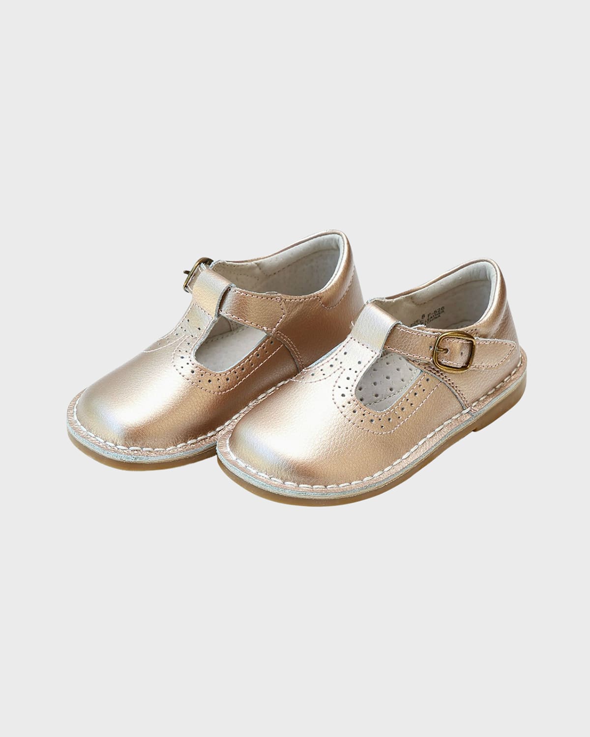 Shop L'amour Shoes Girl's Frances Metallic T-strap Mary Jane Shoes, Baby/toddlers In Pink/gold