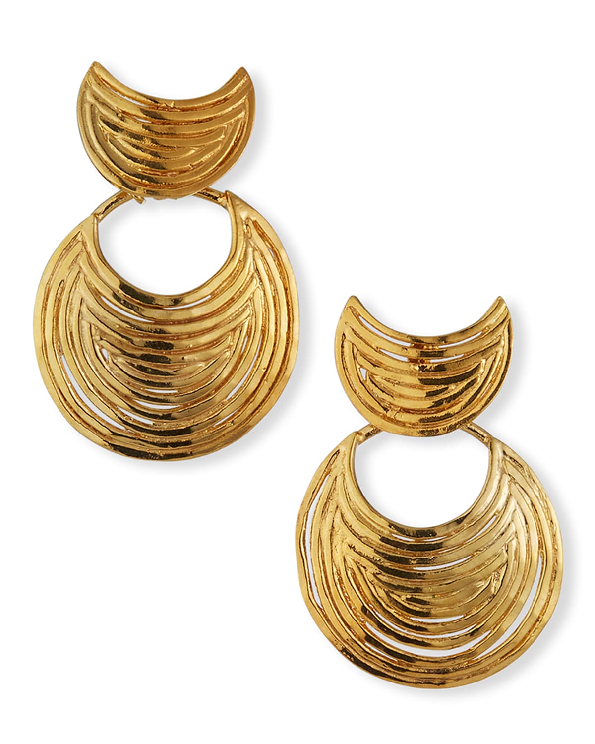 Mini Luna Wave Drop Earrings, Gold