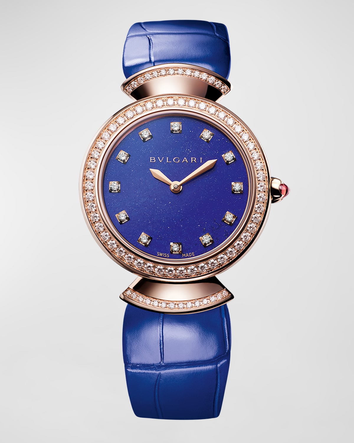 Bvlgari Divas' Dream Lapis Lazuli And Diamond Watch With Alligator Strap