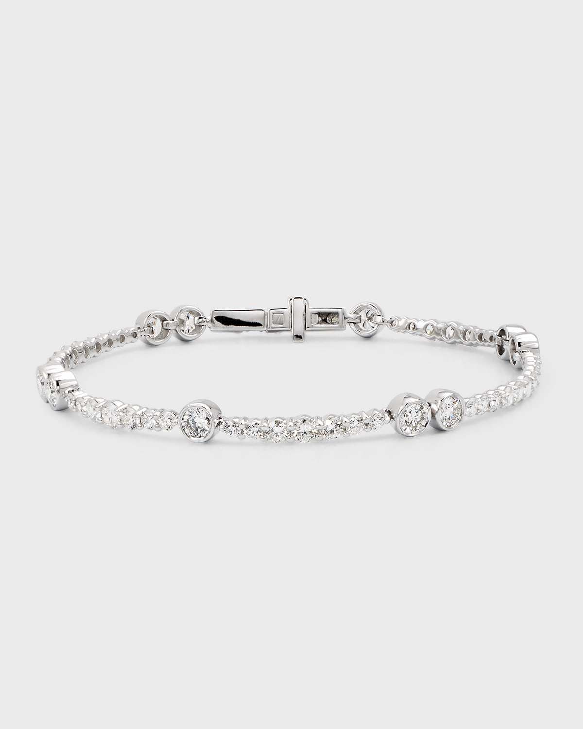 Neiman Marcus Diamonds 18K White Gold Diamond Tennis Bracelet, 4.80tcw, 7"L