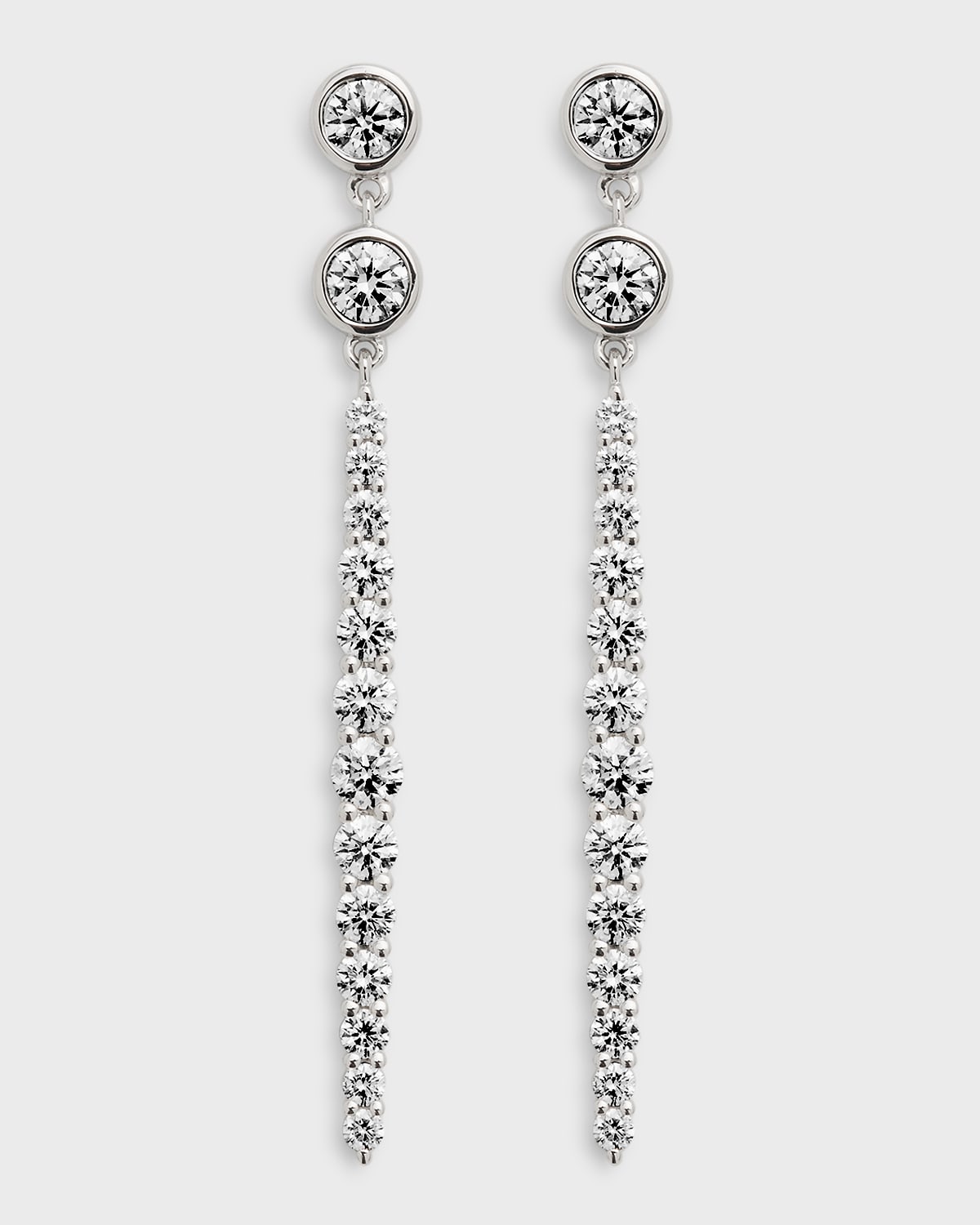 Neiman Marcus Diamonds 18K White Gold Diamond Drop Earrings, 2.06tcw, 1.75" drop