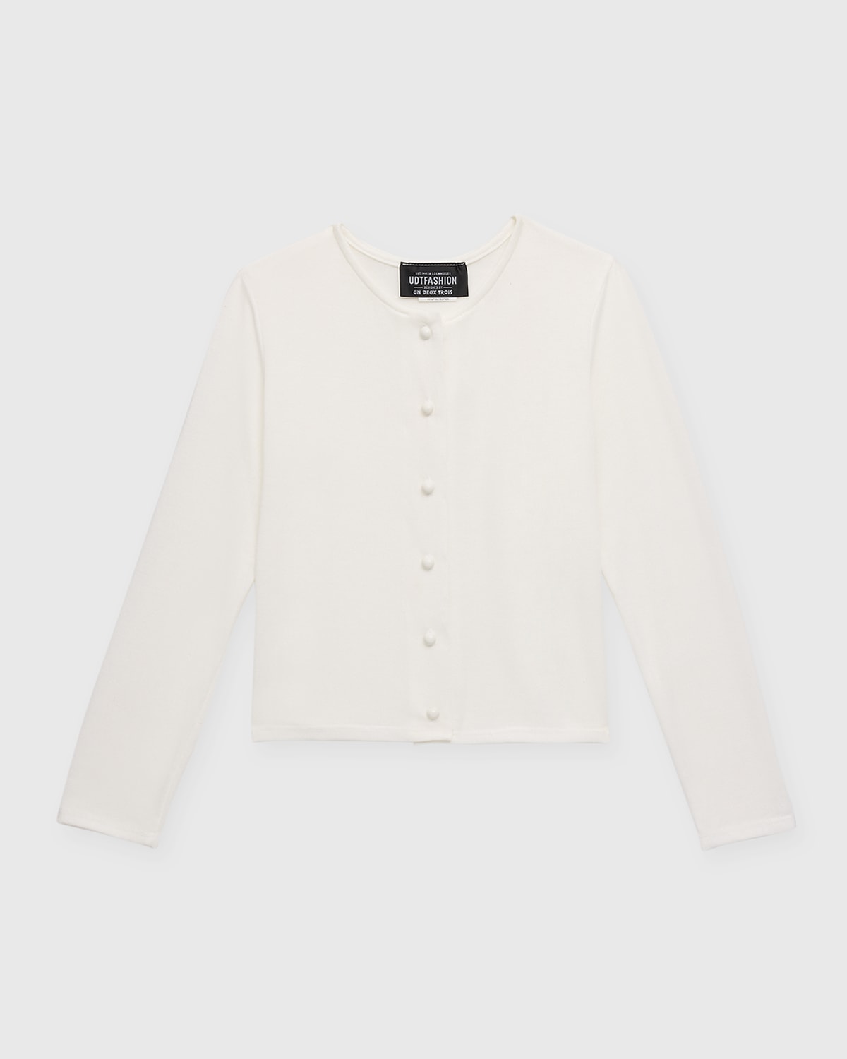 Un Deux Trois Girl's Long-sleeve Cardigan In Ivory