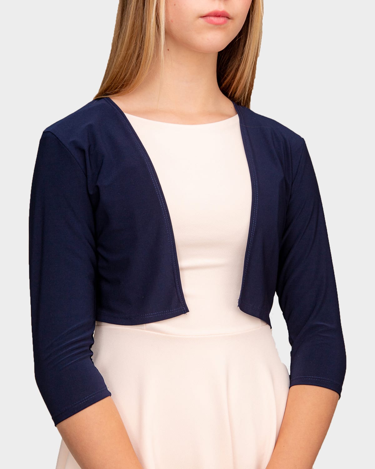 Shop Un Deux Trois Girl's Cropped Bolero Jacket In Navy