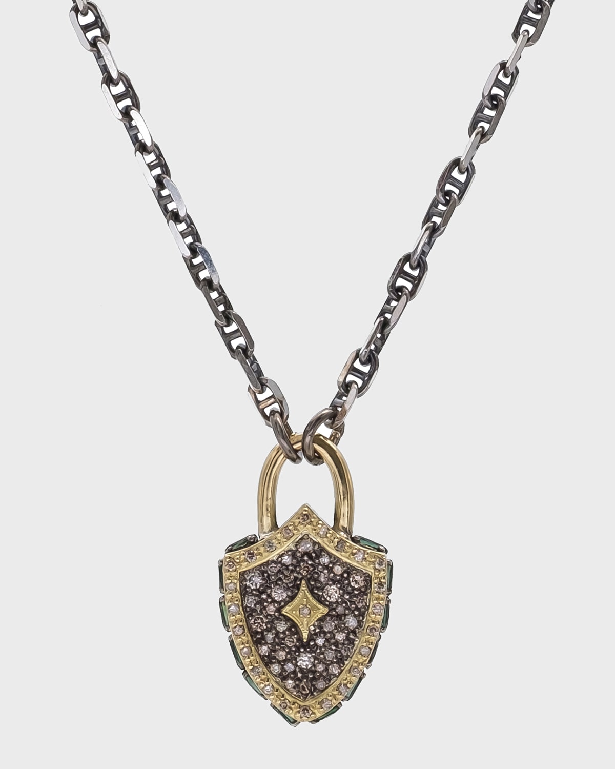 Old World Diamond Shield Pendant Necklace
