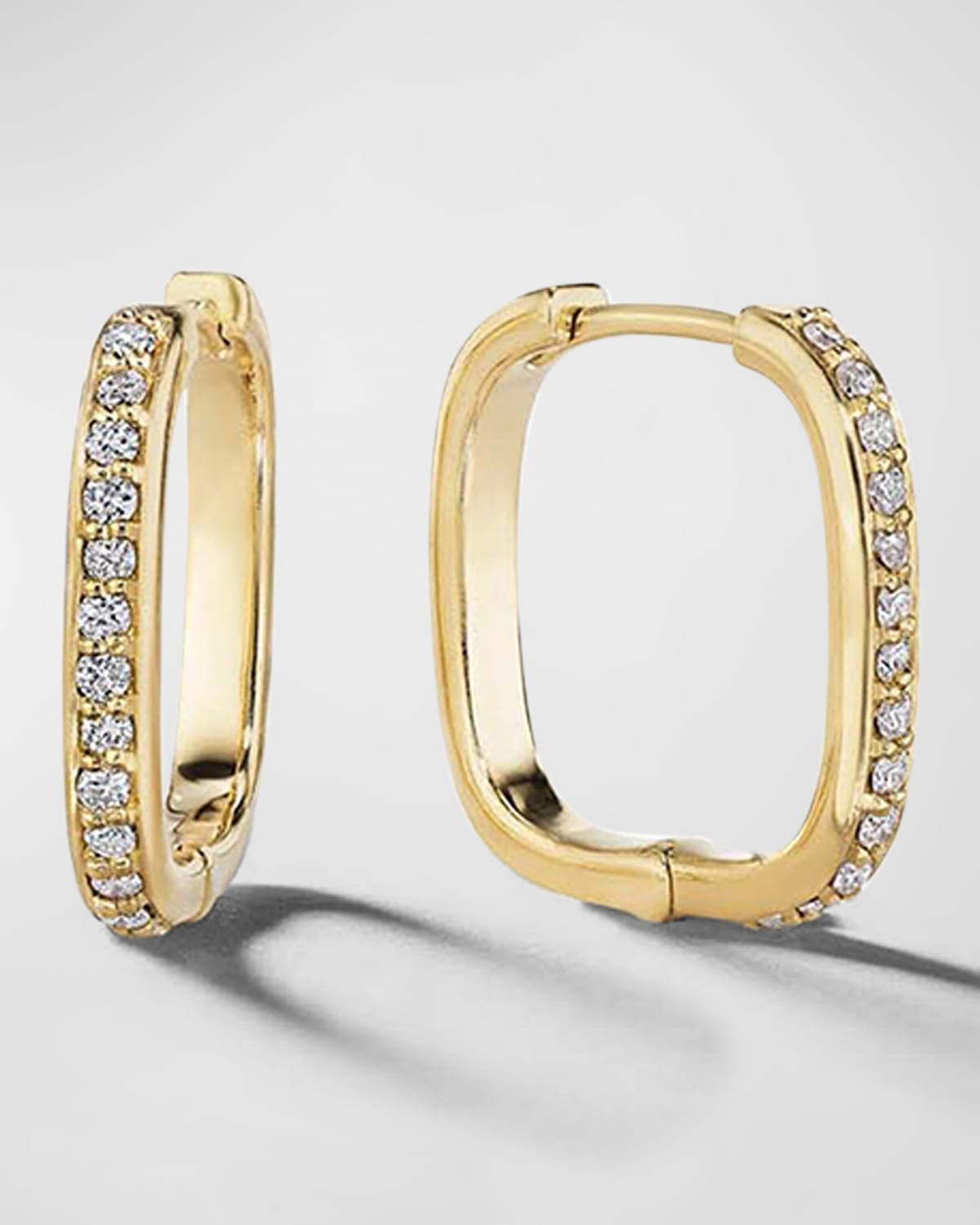 18K Yellow Gold XS Pave Diamond Hoop Earrings