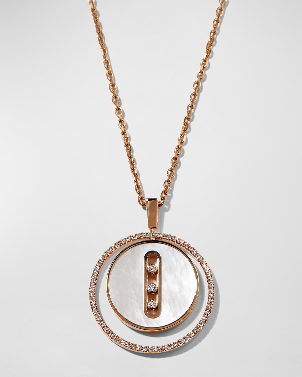 Messika Lucky Move 18K Rose Gold Mother-of-Pearl Medallion Necklace