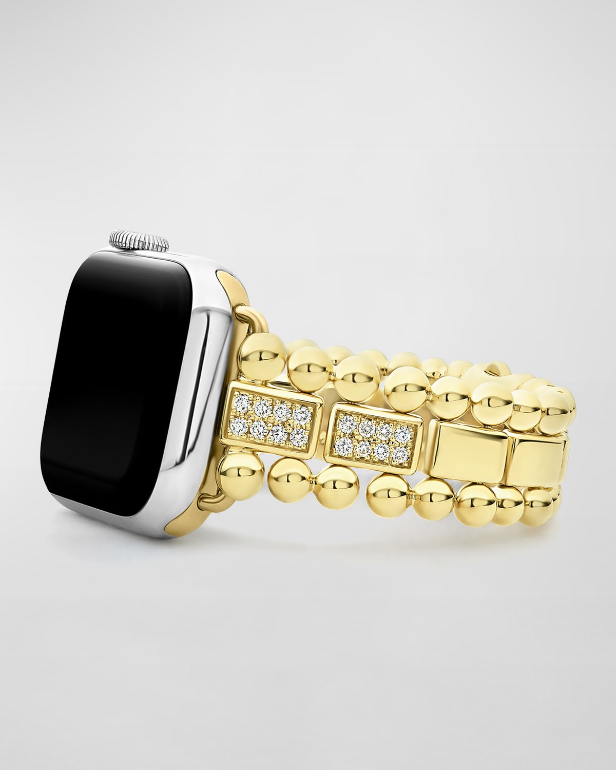 Smart Caviar 18k Gold Half Diamond Apple Watch Bracelet, 38-44mm