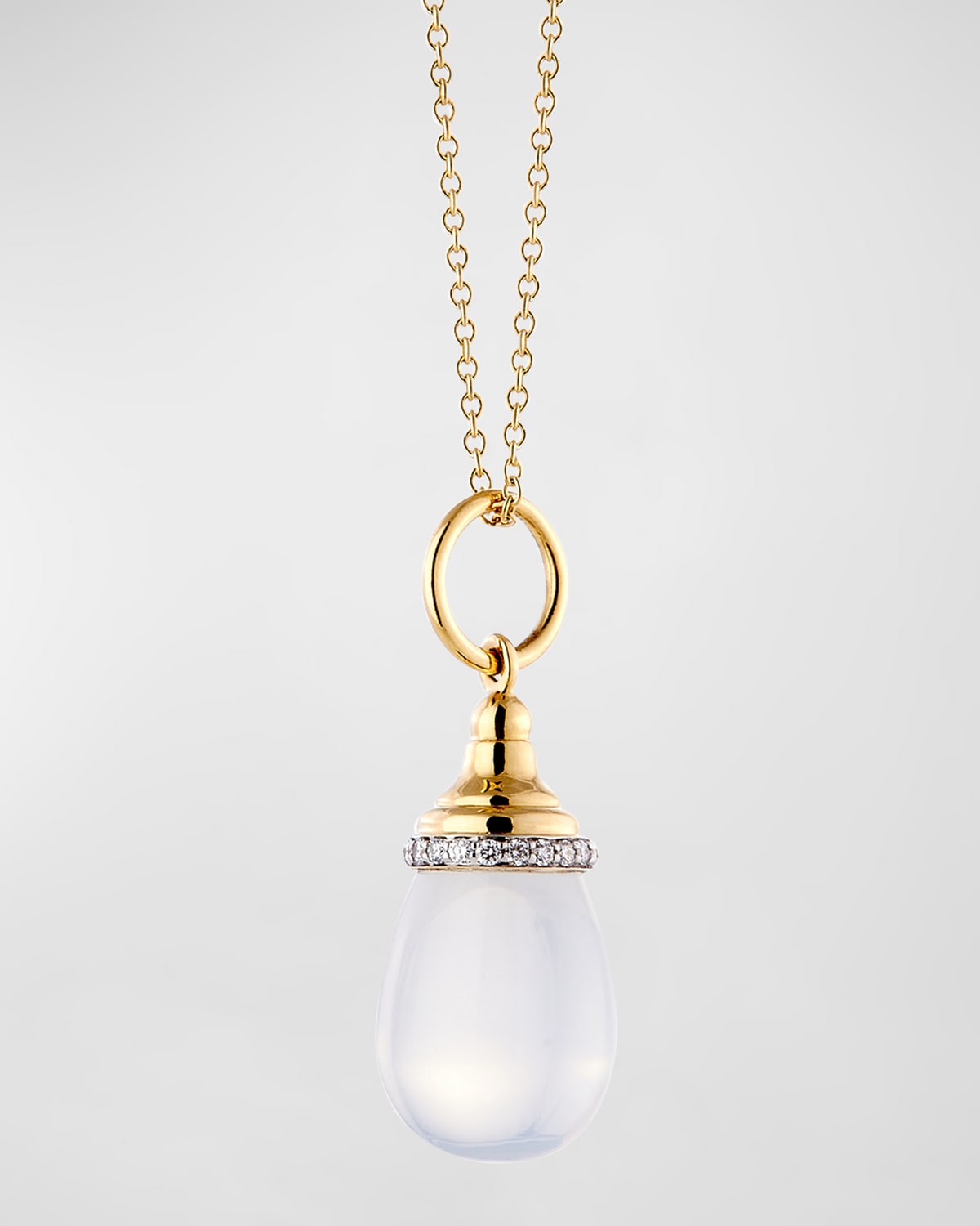 Syna 18k Yellow Gold Moon Quartz Mini Drop Necklace With Diamonds