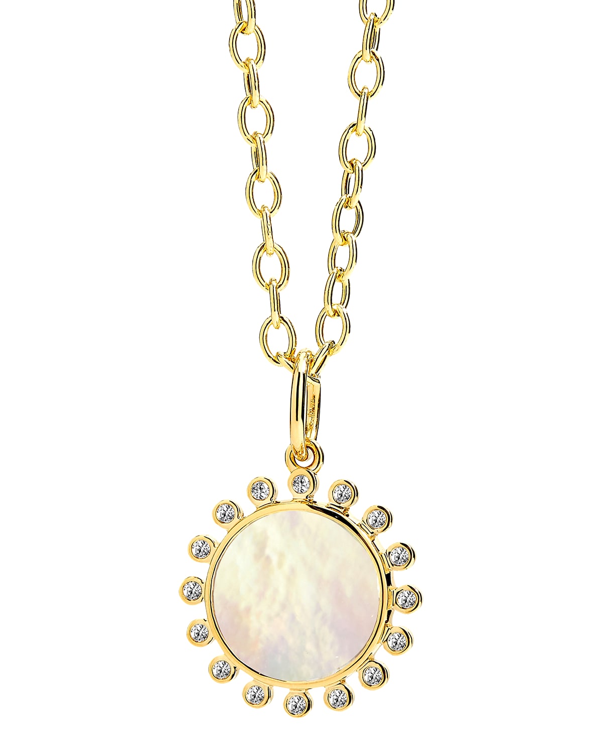SYNA 18K YELLOW GOLD MOTHER-OF-PEARL AND DIAMOND PENDANT NECKLACE