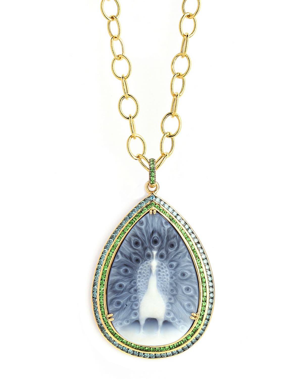 Syna Limited Edition Mogul Peacock Cameo Pendant Necklace
