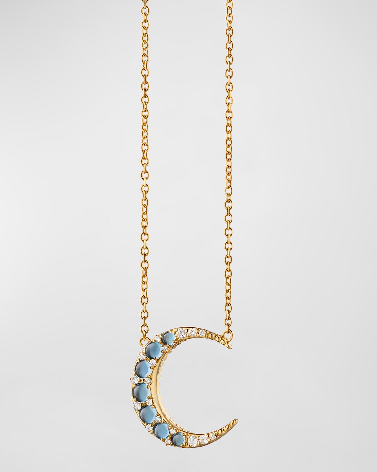 Monica Rich Kosann Mini Crescent Moon Necklace With White Diamonds In Multi