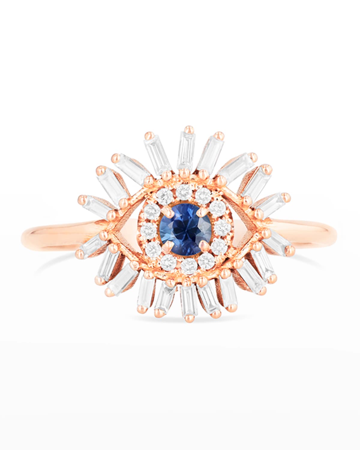 Suzanne Kalan Blue Sapphire Mini Evil Eye Ring Size 4-8 In Rose/gold
