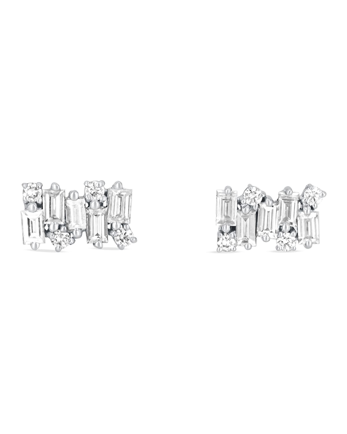 Suzanne Kalan White Gold And Diamond Shimmer Hoop Earrings In White/gold