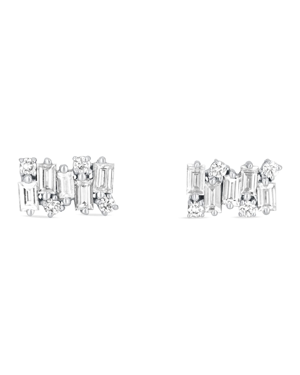 SUZANNE KALAN 18K GOLD DIAMOND FIREWORK STUD EARRINGS,PROD239030043