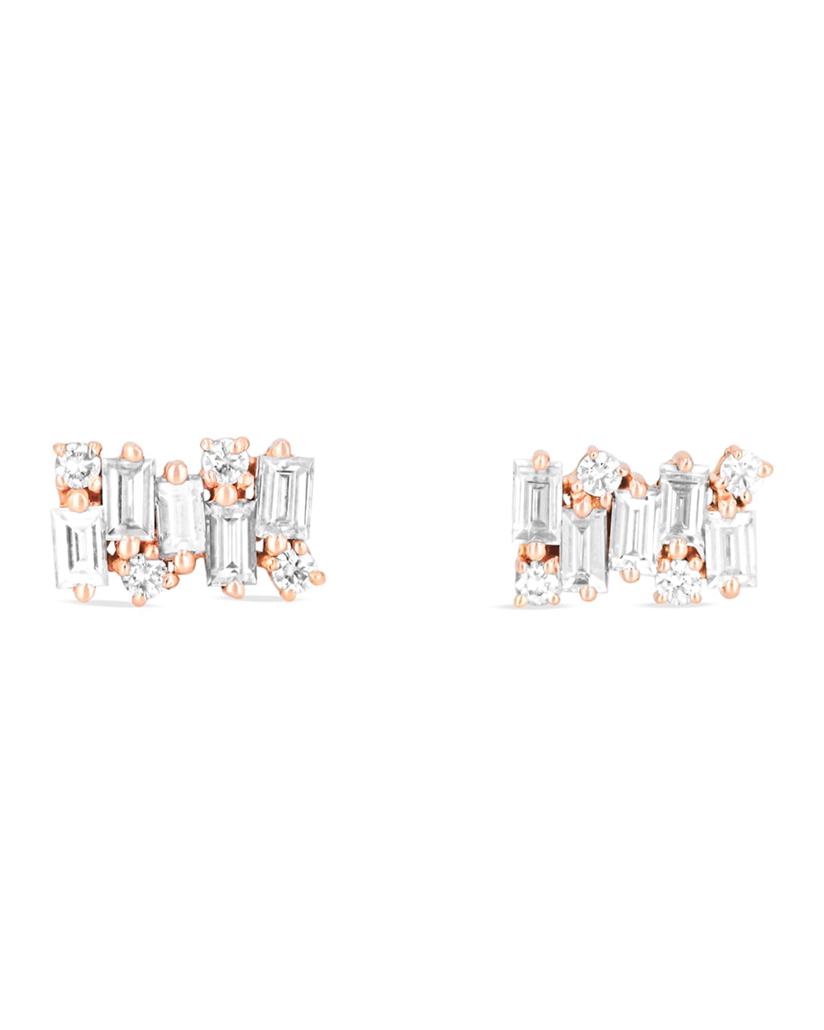 Suzanne Kalan 18k Gold Diamond Firework Stud Earrings In Rose/gold