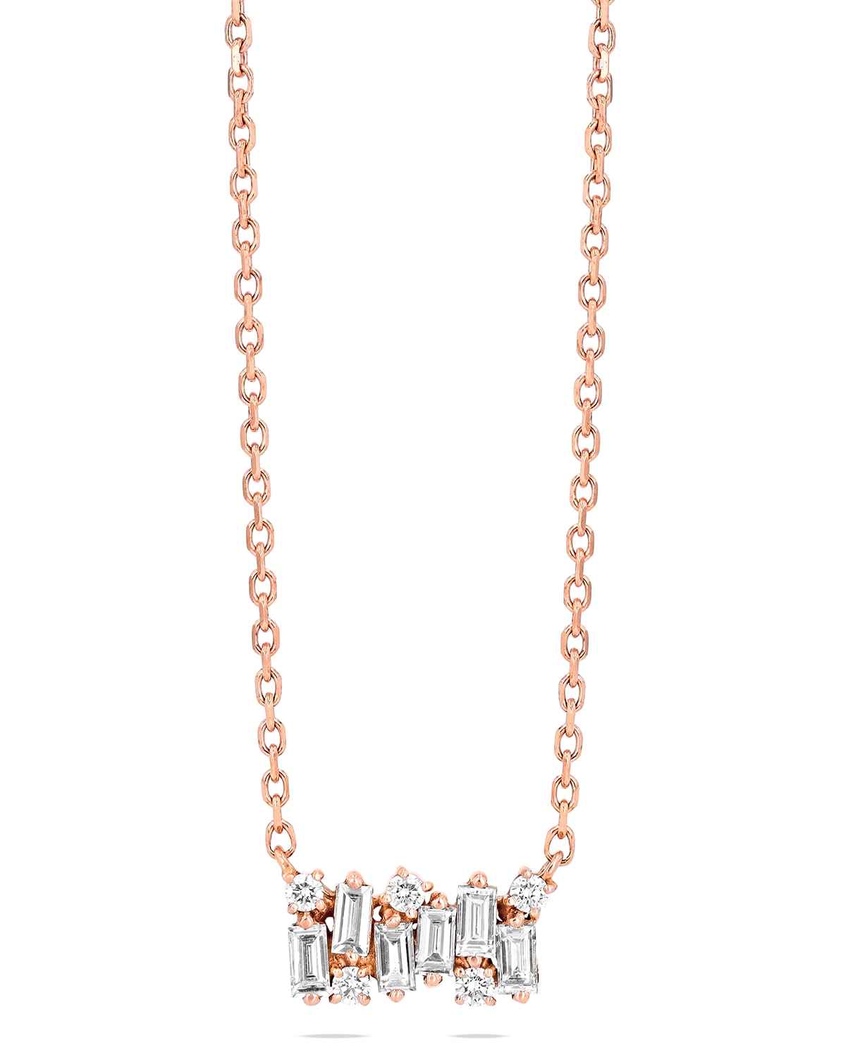 Suzanne Kalan Shimmer Small 18k Gold Diamond Necklace In Rose/gold