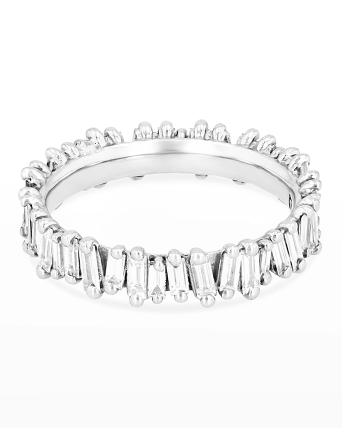 Suzanne Kalan 18k Diamond Classic Fireworks Eternity Band Ring Size 4.5-8 In White/gold
