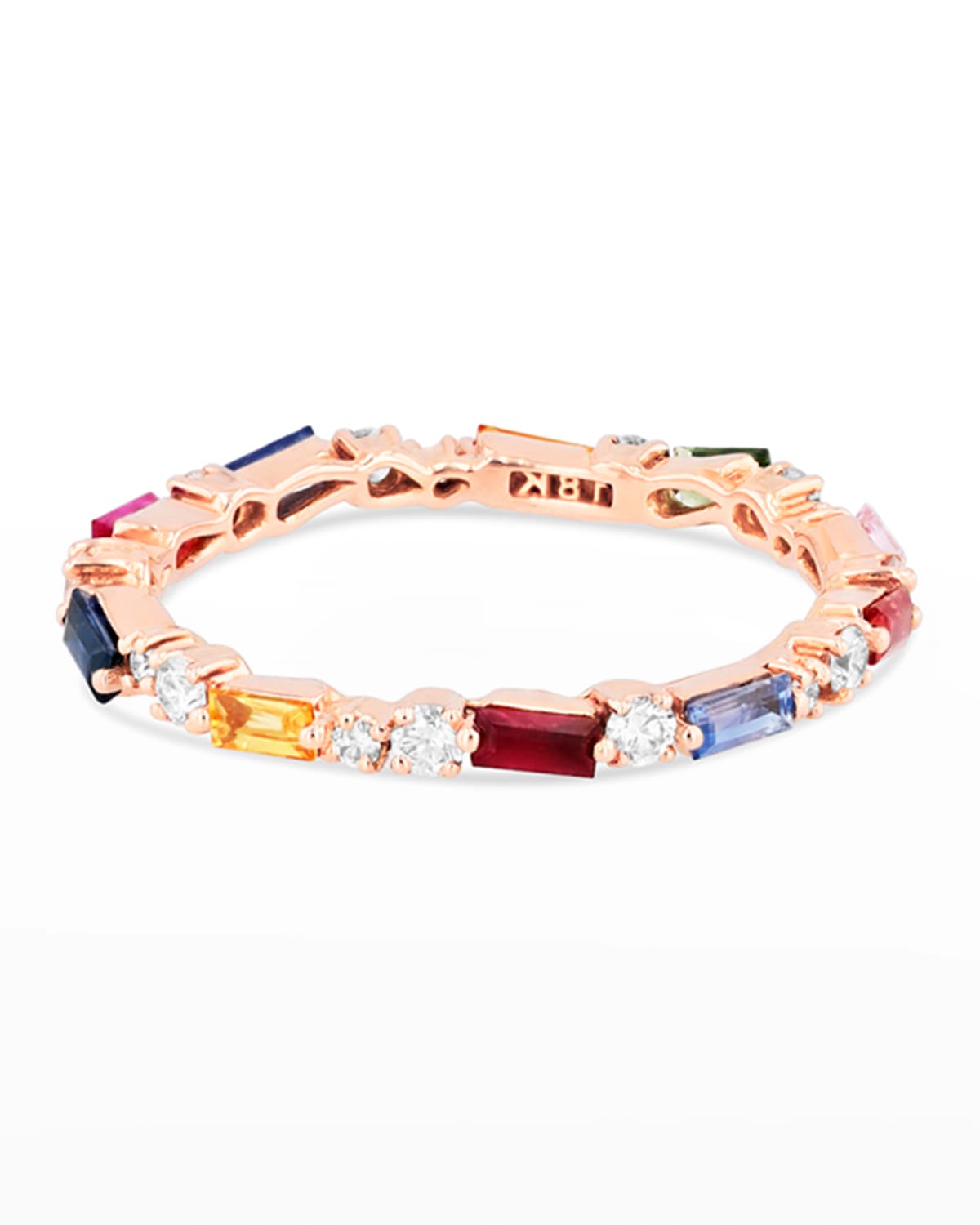 Suzanne Kalan Rainbow Sapphire Thin Mix Eternity Ring Size 4-8 In Rose/gold