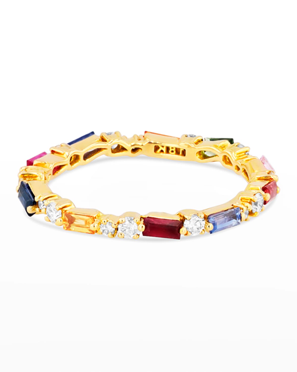 Suzanne Kalan Rainbow Sapphire Thin Mix Eternity Ring Size 4-8 In Yellow/gold